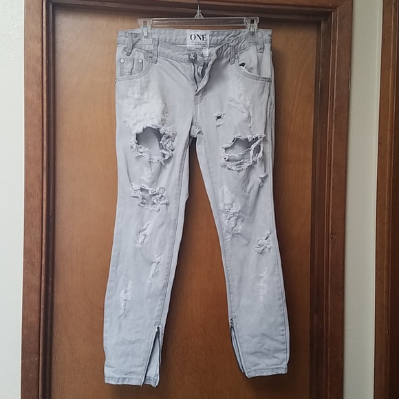 One Teaspoon Ice Grey Trashed Freebirds size 26 - Picture 4 of 11